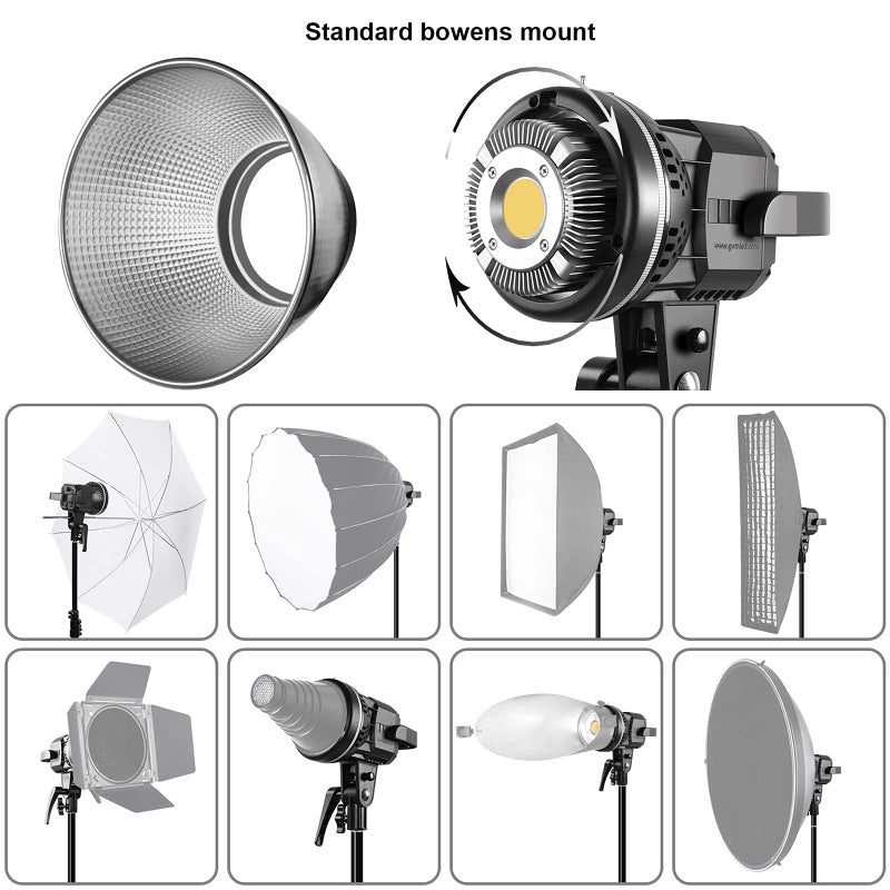 GVM Great Video Maker GVM 80W CRI97+ 5600K Dimmable LED Video Lights with Bowens Mount Kit Continuous Output Lighting Spotlight for YouTube Vlog Wedding Photography Shooting Light with Reflector - Image 4